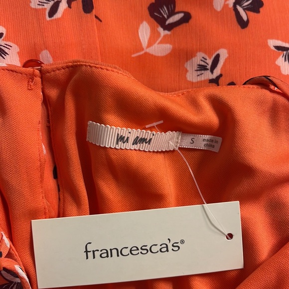 NWT Mi Ami Francesca’s Mini Dress Orange Floral Adjustable Straps Francescas - Picture 8 of 9